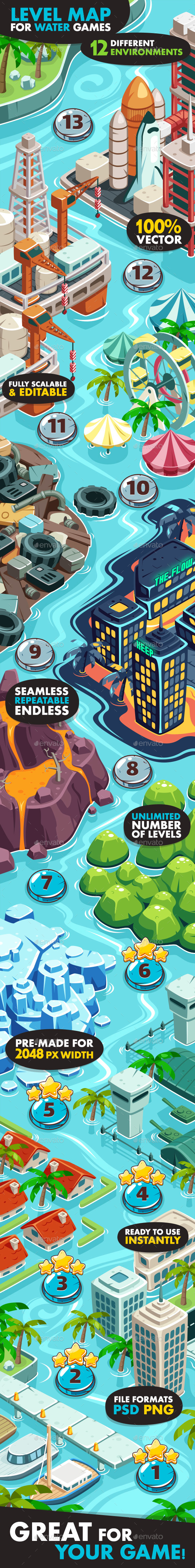 GraphicRiver Game Level Map for Water Games 20862584