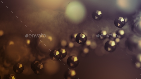 Abstract 3D Rendering of Flying Polygonal Spheres - Abstract 3D Renders