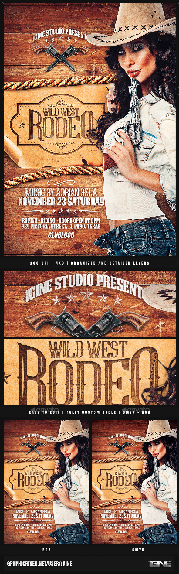 Rodeo Flyer Template - Clubs & Parties Events