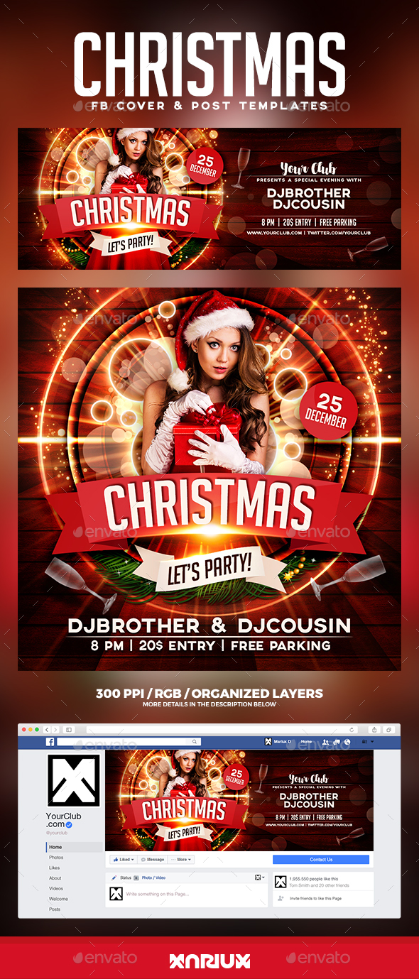 Christmas Party Facebook Cover - Social Media Web Elements