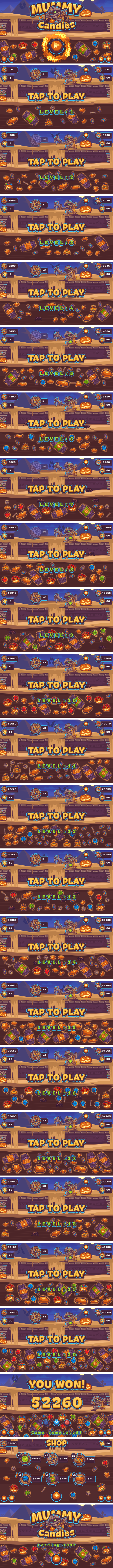 Mummy Candies - HTML5 Game 20 Levels + Mobile Version! (Construct 3 | Construct 2 | Capx) - 2