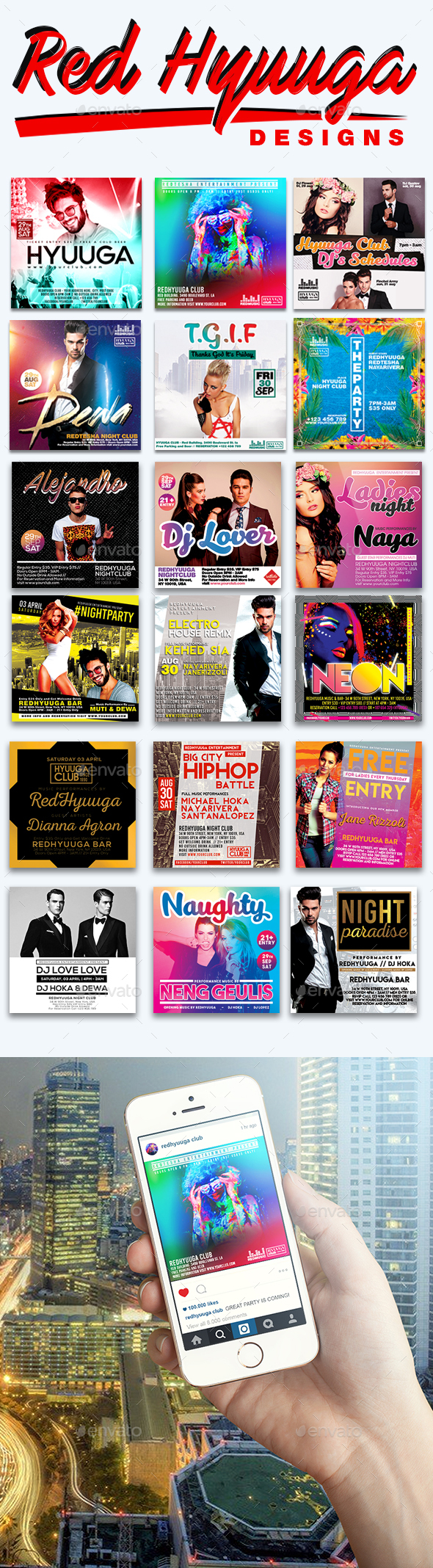 Instagram Night Club Banner Ads Bundle - Banners & Ads Web Elements