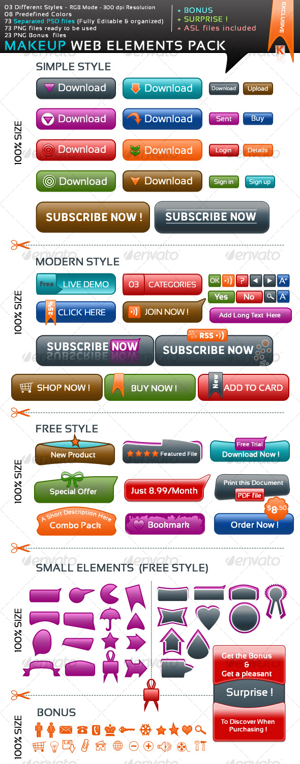 Makeup Web Elements Pack - Web Elements