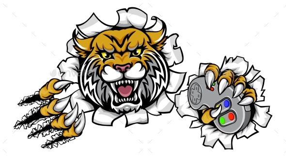 Wildcat Gamer Bobcat Esports Mascot - Sports/Activity Conceptual