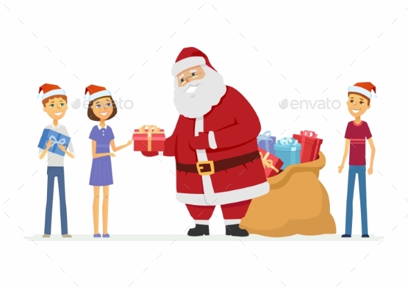 Santa Claus and Children - Christmas Seasons/Holidays
