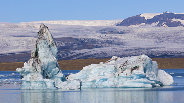 Chunk of Ice Floating in Glacial Lake Jokulsarlon, Iceland