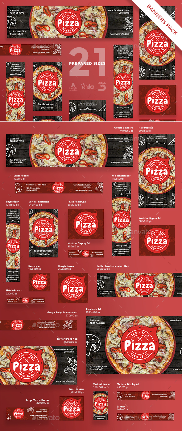 Pizza Banner Pack - Banners & Ads Web Elements