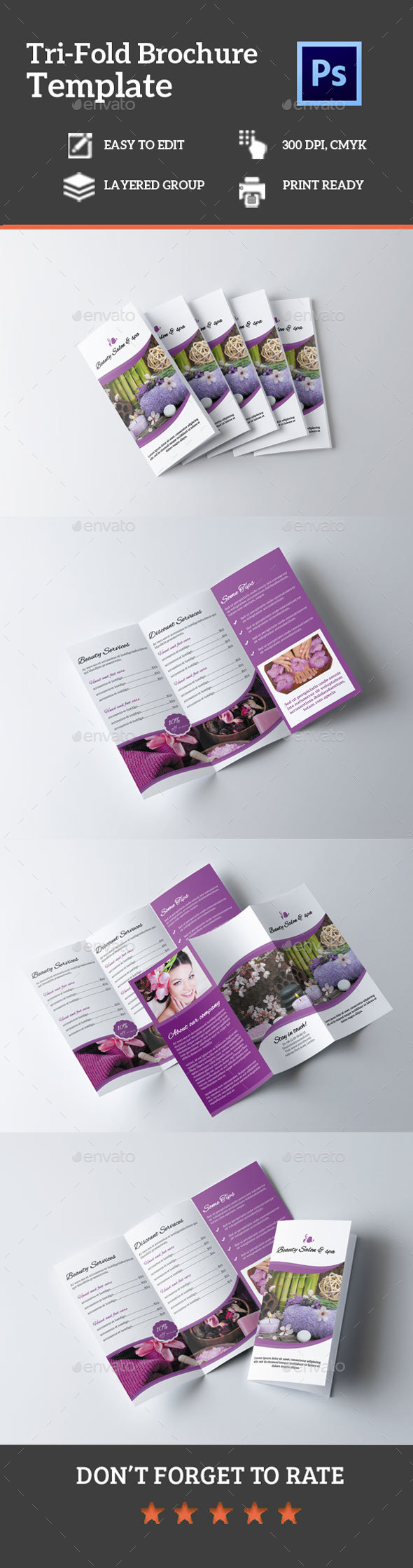 Beauty Salon Tri-fold Brochure - Brochures Print Templates