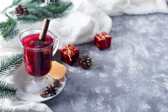 Cup of hot wine with spices - Stock Photo - Images