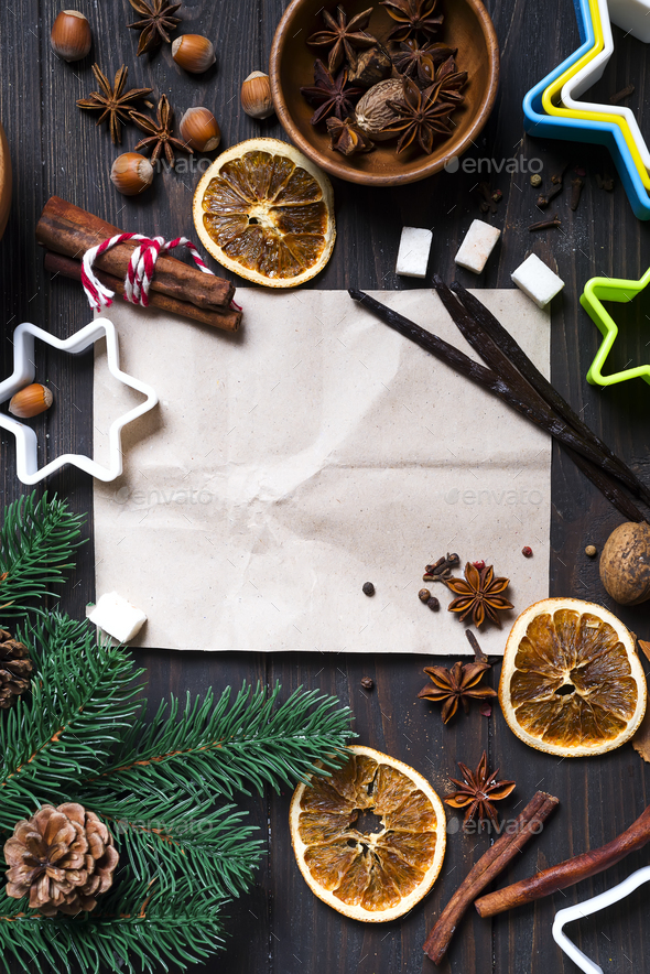 Ingredients for cooking Christmas gingerbread cookies - Stock Photo - Images