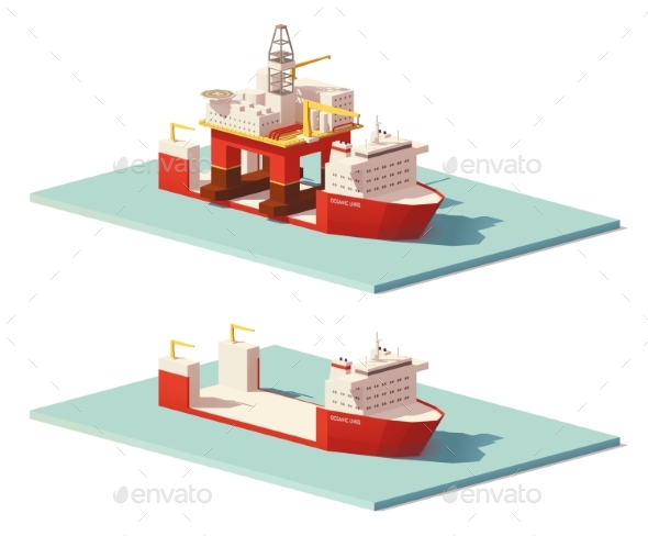 GraphicRiver Low Poly Heavy Lift Ship and Oil Rig 20868052 GraphicRiver Low Poly Heavy Lift Ship and Oil Rig 20868052