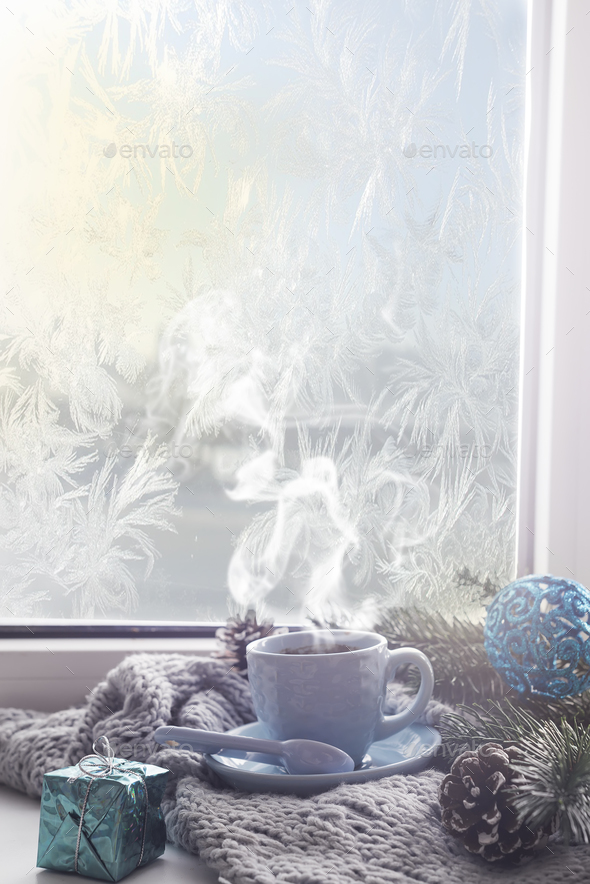 Cozy Soft Gray Blanket With A Cup Of Coffee Stock Photo By Lyulkamazur