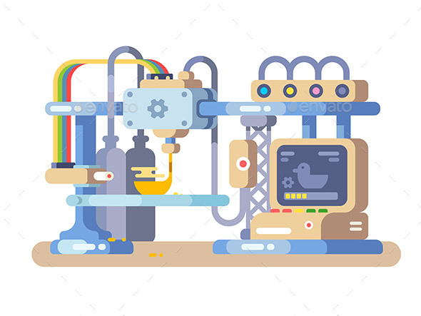 Printing Device Flat Design - Man-made Objects Objects