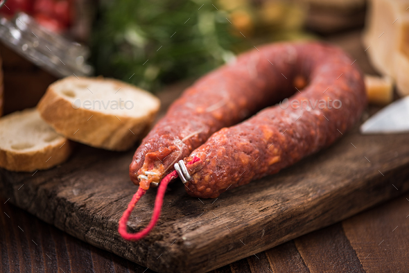 Spanish chorizo sausage, tapa bar food