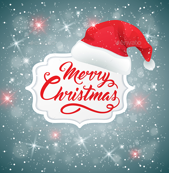 Christmas Background with Hat of Santa Claus - Christmas Seasons/Holidays