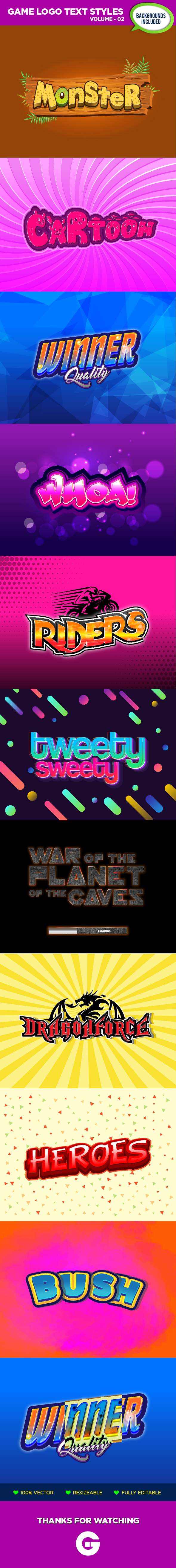 Game Logo Text Styles Volume 02 - Styles Illustrator