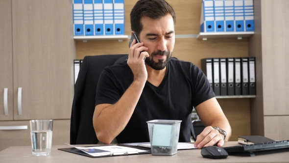 . 180Fps. Angry Businessman Yelling on the Phone alt