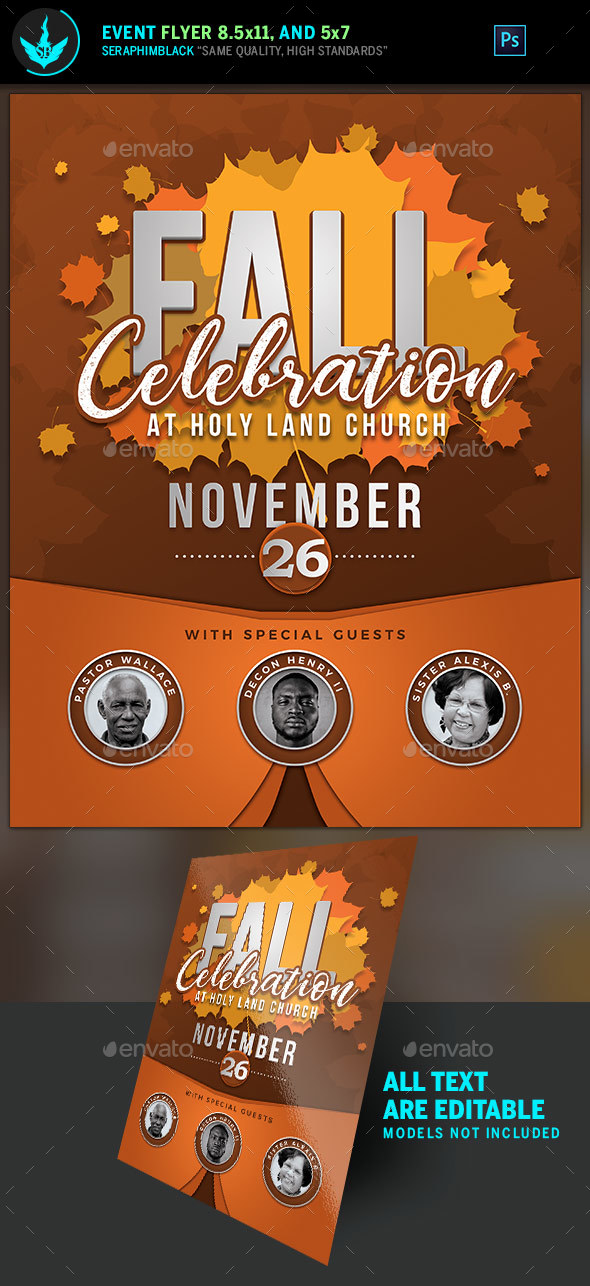 Fall Celebration Church Flyer Template - Holidays Events