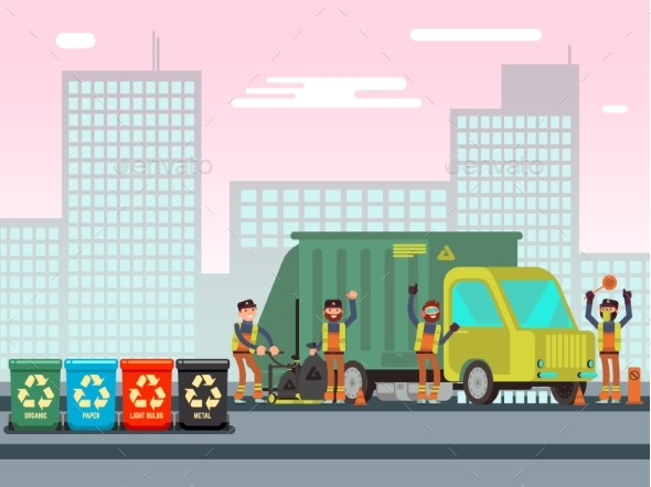Recycle Waste Bins with Different Waste Types - Miscellaneous Vectors