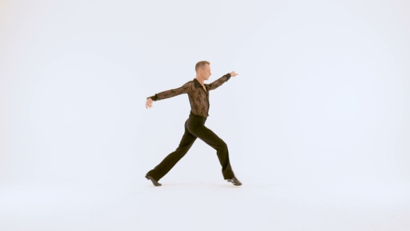 A Young Dancer Men Moves Very Beautifully on a White Background