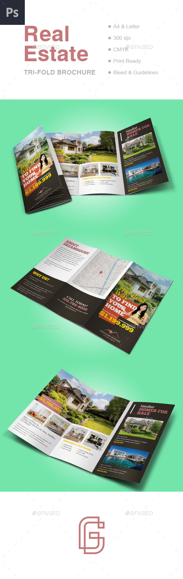 Real Estate Tri-fold Brochure Template - Informational Brochures