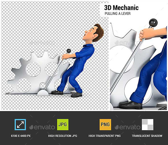 GraphicRiver 3D Mechanic Pulling a Lever 20872399 GraphicRiver 3D Mechanic Pulling a Lever 20872399