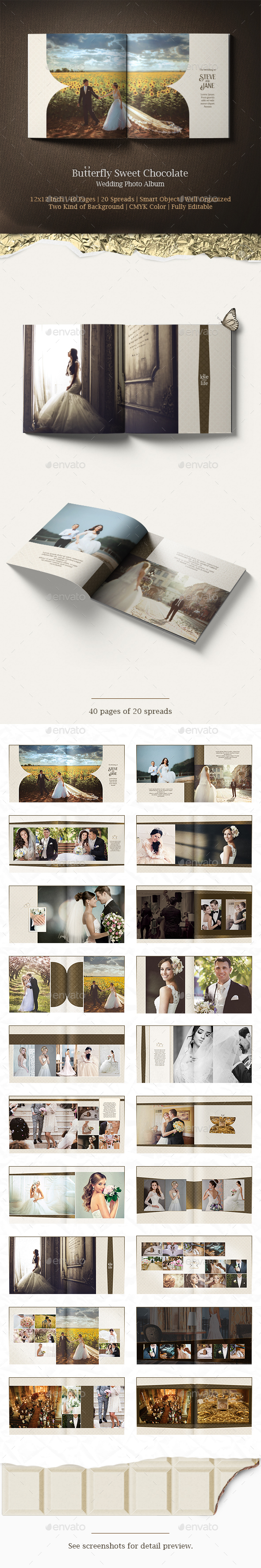 GraphicRiver Wedding Photo Album Butterfly Sweet Chocolate 20872485