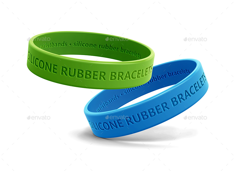 Download Silicone Rubber Bracelets And Wristbands Packaging MockUp ...