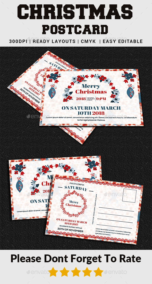 Christmas Postcard Templates - Cards & Invites Print Templates