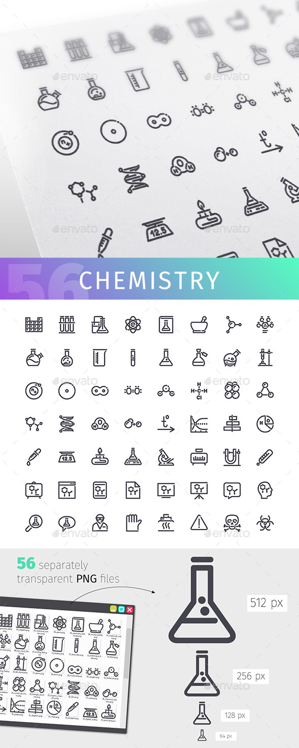 Chemistry Line Icons Set - Objects Icons