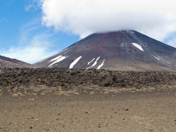 Active volcano cone Mount Ngauruhoe New Zealand - Stock Photo - Images