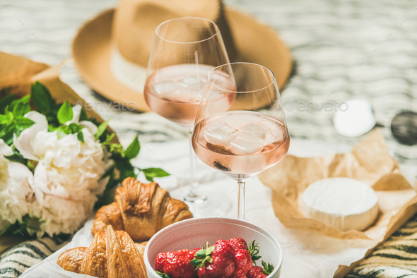 French style summer picnic setting and outdoor gathering concept - Stock Photo - Images