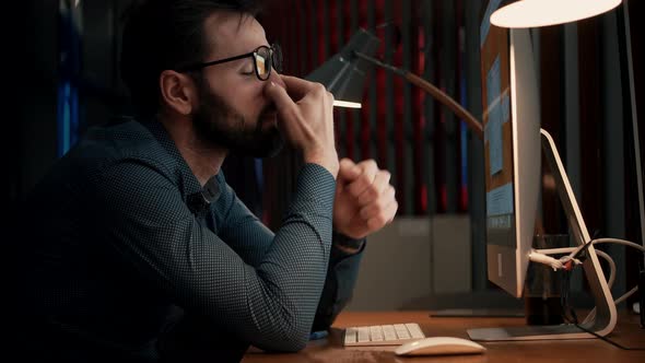 Unhappy Depressed Man Feeling Desperate Financial Hangover. Stressed Businessman Lonely Suffering. alt