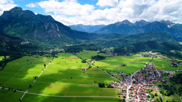 Panorama From the Air Forggensee and Schwangau, Germany, Bavaria alt