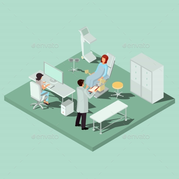 GraphicRiver Vector Isometric Gynecology Room 20875751