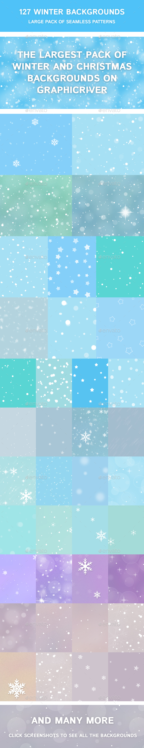 127 Winter Backgrounds - Large Pack of Seamless Patterns - Backgrounds Graphics
