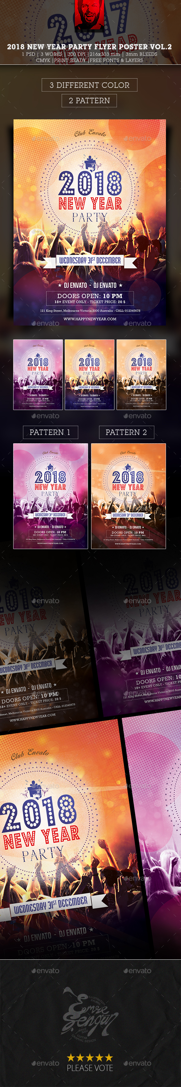 2018 New Year Party Flyer Poster vol.2