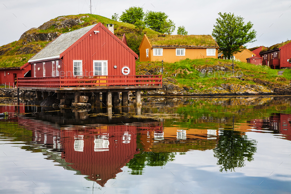 traditional fisherman houses rorbu at Haholmen island, Norway