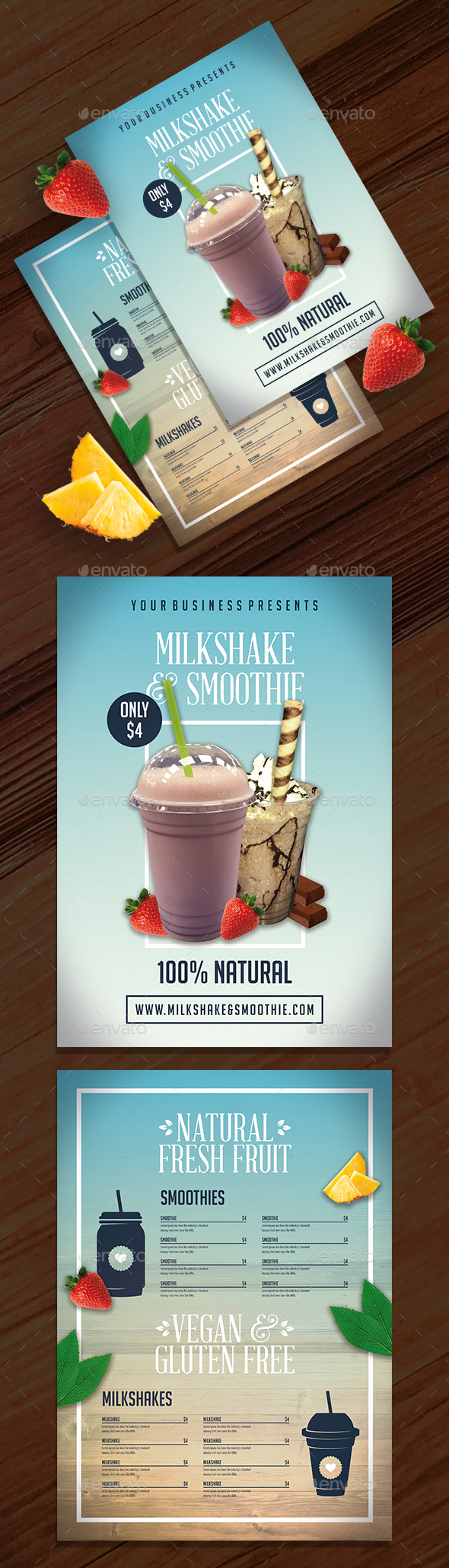 GraphicRiver Milkshake & Smoothie Menu Template 20879352