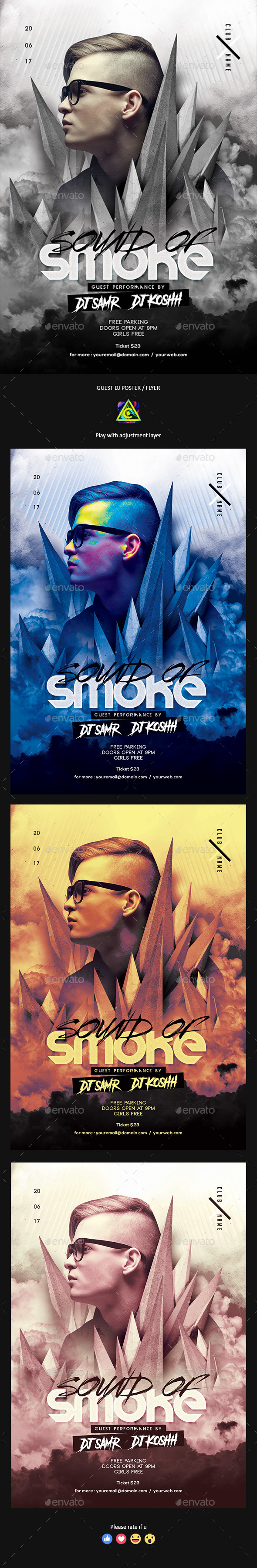 Sound Of Smoke PSD Flyer / Poster Template - Clubs & Parties Events