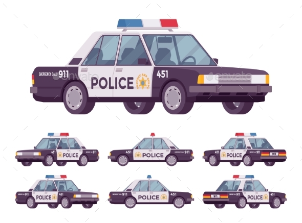 Police Car Set - Man-made Objects Objects