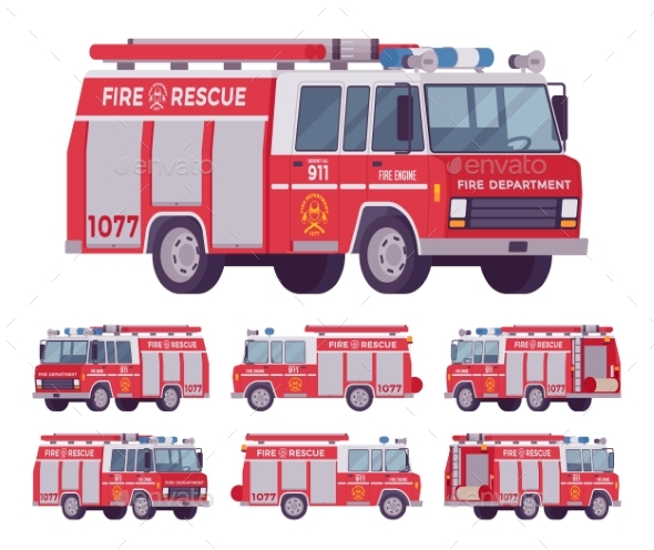Fire Engine Set - Man-made Objects Objects