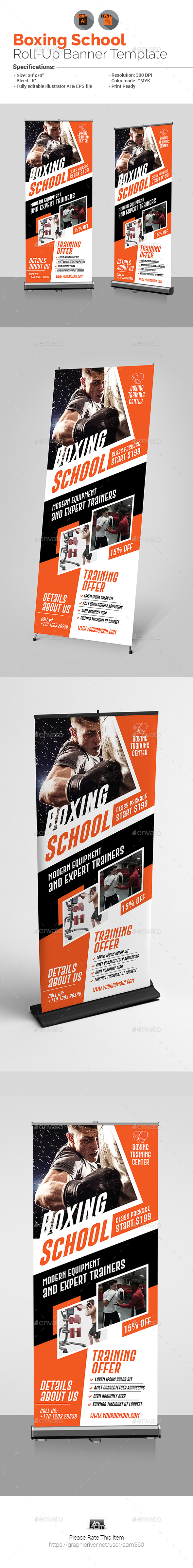 GraphicRiver Boxing School Roll-Up Banner 20881027 GraphicRiver Boxing School Roll-Up Banner 20881027