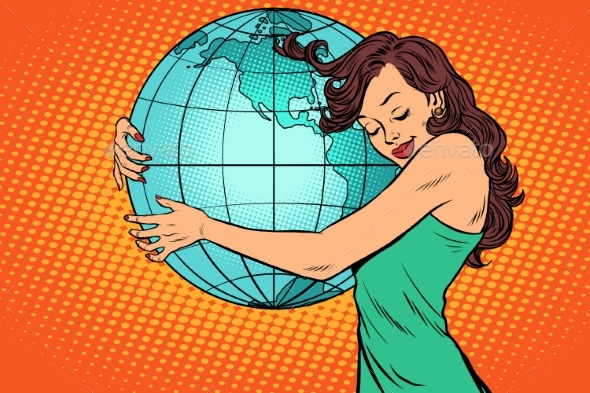 Woman Hugging the Earth Mainland America - People Characters