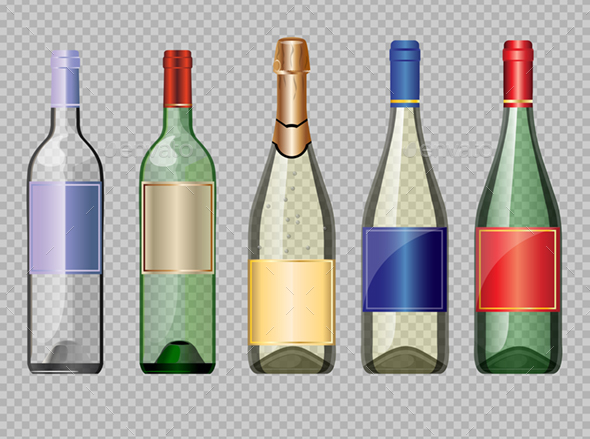 GraphicRiver Set of Wine and Champagne Bottles Mockup 20881161 GraphicRiver Set of Wine and Champagne Bottles Mockup 20881161