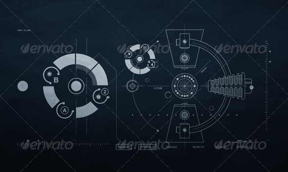 Drawing mechanism on a dark background - Abstract Conceptual