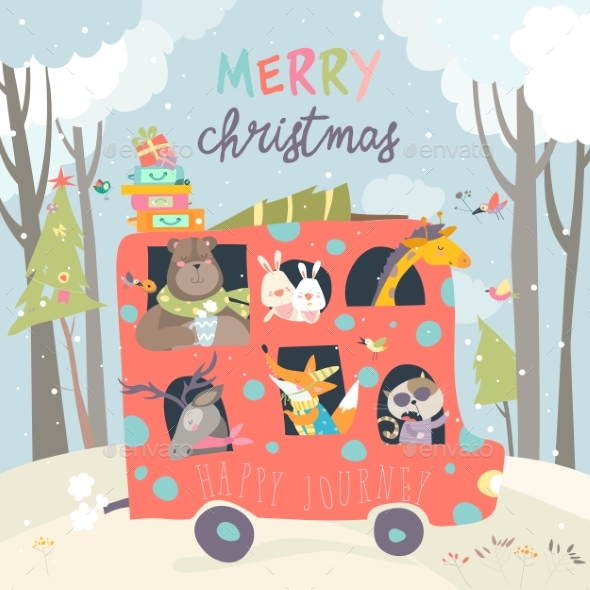 GraphicRiver Animals Traveling By Bus 20881785