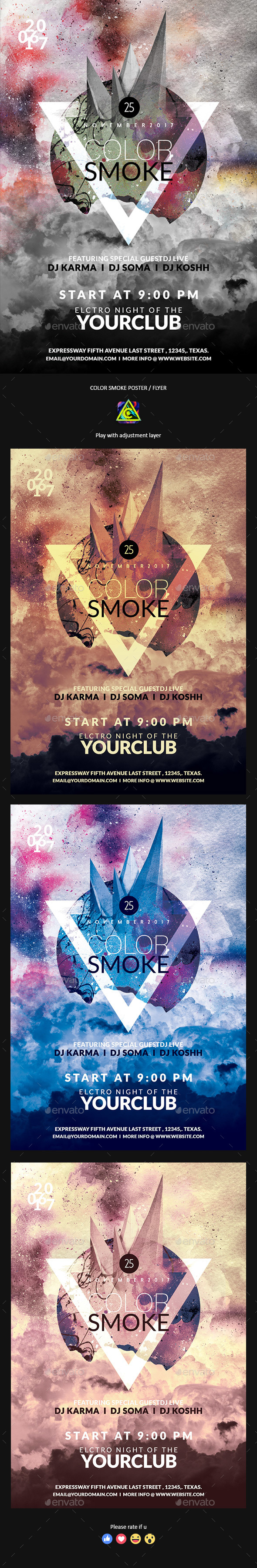 Color Smoke Party Poster / Flyer - Clubs & Parties Events