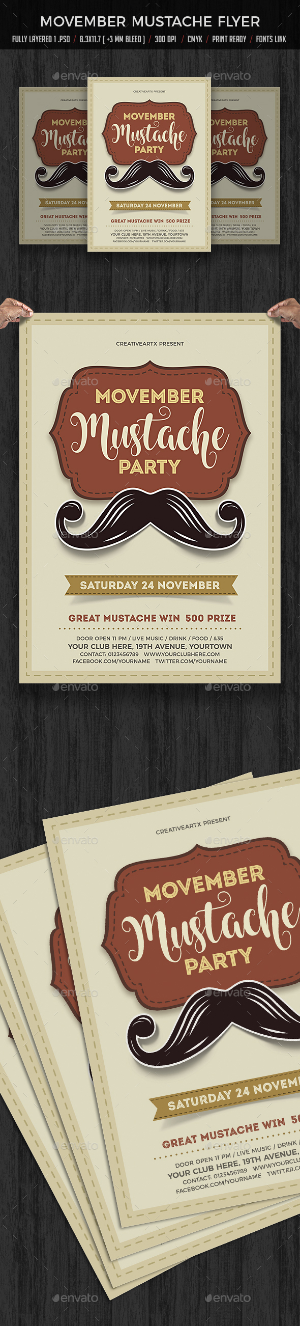 Movember Mustache - Flyers Print Templates