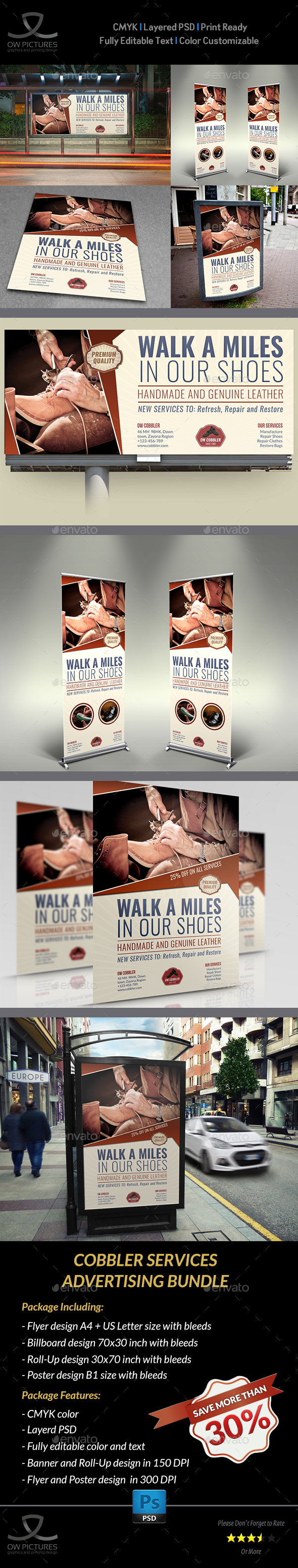Cobbler Advertising Bundle - Signage Print Templates